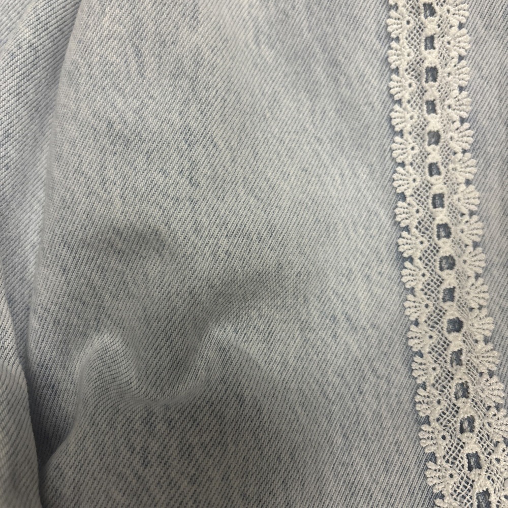 Women's Size 14 Mid-Rise Ultra Wide Leg Baggy Jeans - Wild Fable Light Wash Lace - Picture 6 of 7